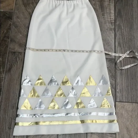 Vintage Dalton cream Gold & silver Embellished Maxi Skirt - Picture 4 of 7